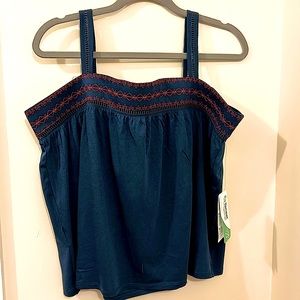 Eddie Bauer XL Denim Blue Top with embroidery